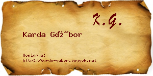 Karda Gábor névjegykártya